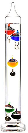 Monsterzeug Galileo Thermometer mit 6 Glaskugeln - Galileisches Flüssigkeitsthermometer mit Messkugeln