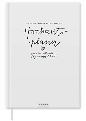 Eine der Guten XXL Hochzeitsplaner, Wedding Planner Notizbuch mit vielen Checklisten, Zeitplan, To-do-Listen, 184 Seiten, Recyclingpapier, A4 Hardcover, weiß