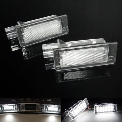 RZG Lot de 2 éclairages LED blancs pour plaque d'immatriculation Canbus pour Captur Laguna II III Latitude Modus Scenic II III Zoe Duster