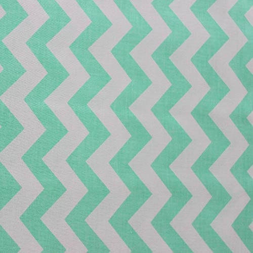 Pingianer 100x160cm Streifen 100% Baumwolle Baumwollstoff Kinder Meterware Handwerken Nähen Stoff (Weiß Türkis Zick Zack, 100x160cm (11,99/m))
