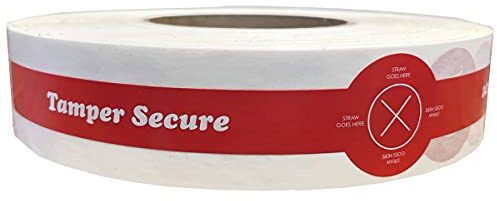 InStockLabels Tamper Proof Stickers, 5 Rolls, 1.25 x 10 (500 Labels per Roll) - Tamper Evident Stickers for Food Safety – Tamper Seal for to-Go Drinks & Food Delivery Accessories