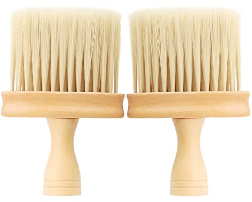 Tiardey 2 pièces Brosse à poussière de Cou de barbier, Brosse à Cheveux de Nettoyage Professionnelle de plumeau de Cou de barbier pour l'outil de Nettoyage de Coiffeur de Salon de Coiffure de barbier
