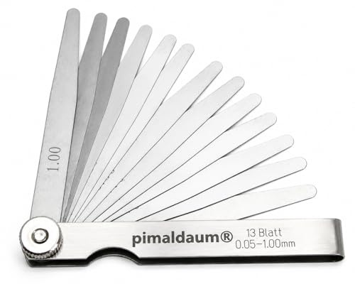 PIMALDAUM Spessimetro in Acciaio al Manganese – 13/17 / 20/28 / 32 lamelle – Calibro di precisione per regolazioni meccaniche – 1 pezzo (13 Antenne)
