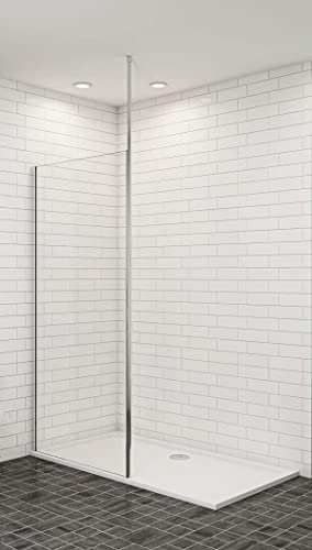 Aica Sanitär Walk-in Glas Dusche 140cm Duschabtrennung 8mm Glas Seitenwand Duschwand H200cm
