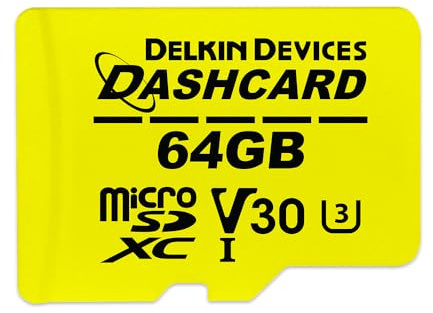 Delkin Tarjeta Micro SD de 64 GB UHS-I (U3/V30) microSDXC con adaptador | DASHCARD Tarjeta Micro SD Clase 10 de ultra alta velocidad para Dash Cam, cámara de seguridad, GoPro, cámara Wyze, cámara