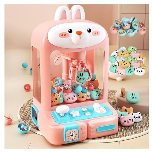 ARTSIM Machine a Pince Fete Foraine ， Machine Attrape Bonbon avec Lumières Et Musique,30 Peluches Et 10 Gashapons ， Jouet à Griffe Cadeaux pour Adultes Filles Garçons,Rabbit