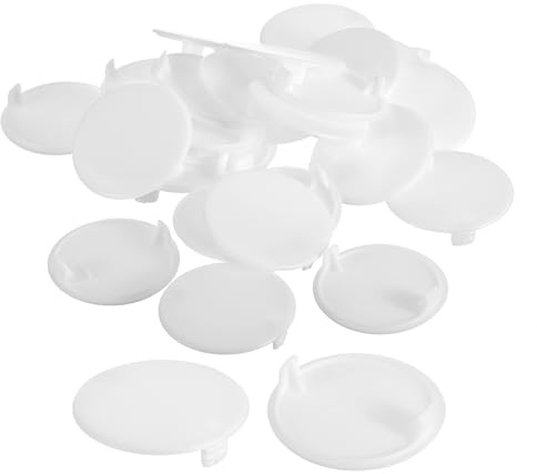 sourcing map 30Pcs Hinge Hole Covers, 40mm(1 9/16) Dia Plastic Concealed Hole Cover Round Flush Type Caps for Furniture Cabinet Cupboard, White