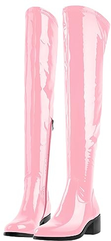 MissHeel Elastische Stiefel Langschaft Overknee Blockabsatz Lack