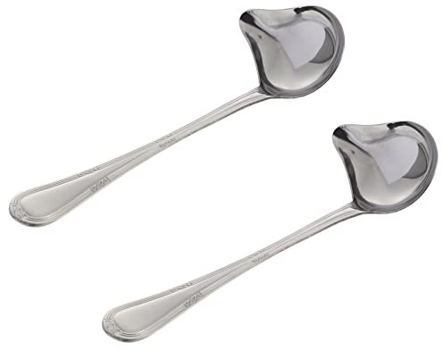 ABOOFAN Stainless Steel Duckbill Soup Spoons Carved Handle, 2pcs Set, Sturdy Tableware for Kitchen and Dining