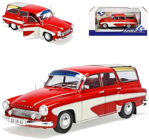 alles-meine.de GmbH Wartburg 312 Camping Rot Beige 1965-1967 DDR limitiert 1 von 1000 Stück 1/18 Solido Modell Auto mit individiuellem Wunschkennzeichen