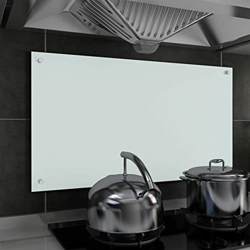 Rantry Hartglas-Küchenrückwand 90x50 cm weiß, hitzebeständig, kratzfester Schutz gegen Fettspritzer - Montagezubehör inkl. Model249458