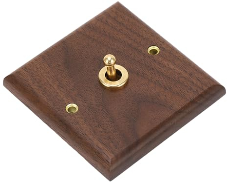 Interrupteur à Bascule Simple en Noyer de Style Vintage avec Finition Soignée, Luminaire pour Décoration de Maison Rétro