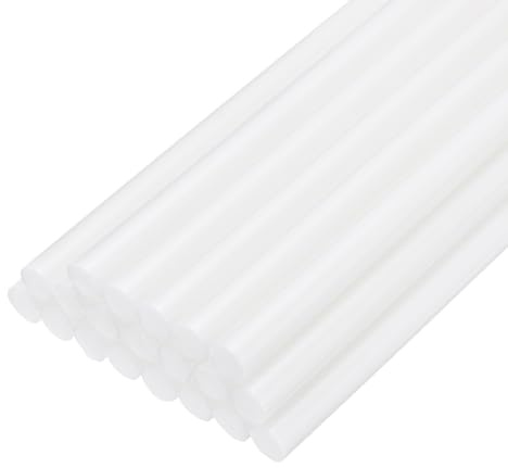 QUARKZMAN 20pz Stick Colla a Caldo per Pistola Colla a Caldo 7mm x 200mm/0,28 x 8 Mini Bastoni di Colla a Caldo Adesiva Bianco