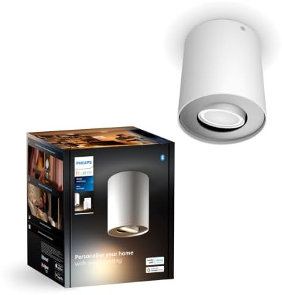 Philips Hue White Ambiance Pillar 1er Spot, inkl. GU10 LED-Lampe + Dimmschalter, steuerbar via App, kompatibel mit Amazon Alexa (Echo, Echo Dot), weiß, neue Generation