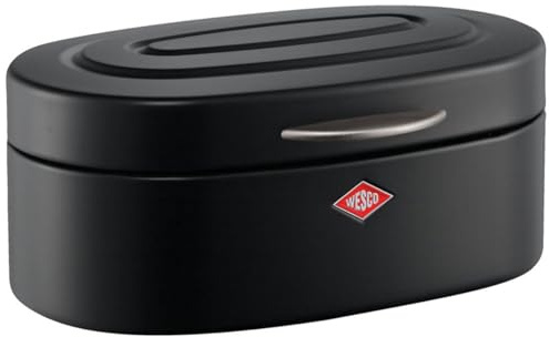 WESCO Single Elly Brotkasten in der Farbe mattschwarz, pulverbeschichtetes Stahlblech, Lüftungslöcher und stabiler Handgriff