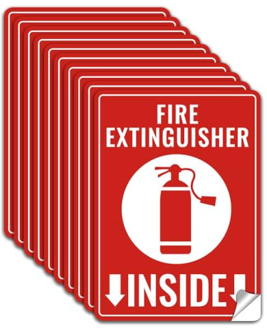 WADORN 10 adesivo per Cartello Interno Estintore, Adesivi di Avvertimento per Estintore Impermeabile In PVC All'Interno per Negozi, Pareti Esterne In Vetro, 13x18cm