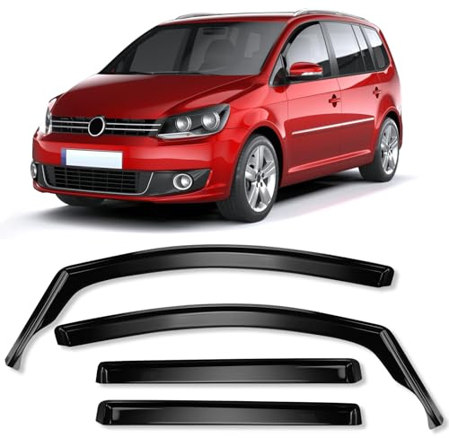 Opaltool Windabweiser Schwarz Kompatibel mit VW Touran 2003-2015, 4pcs Regenschutz zum Aufkleben für Fenster, Windabweiser Fensterscheiben für Autos