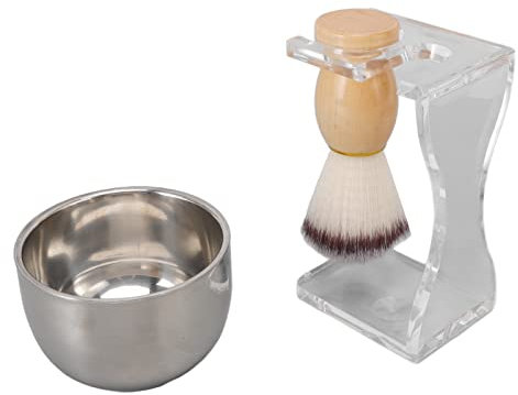Saluaqui Kit de Rasage pour Hommes, Kit de Blaireau de Rasage 3 Pièces pour Hommes, Ensemble de Blaireau de Rasage, Kit de Bol à Bulles de Blaireau, Kit de Blaireau de Rasage avec Support