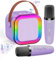 AHDXKUE Karaoke Machine 2 Microphones, Mini Karaoke Machine with LED Light, Kids Microphone Portable Karaoke Machine for Girls Birthday Presents Families Birthday Party Kids Toys (Purple)