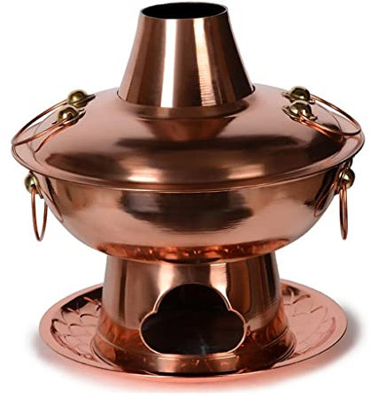 GeOinQL Chinese Hot Pot,Copper Hot Pot, Fondue Pots Copper Hot Pot Thick Handmade Charcoal Copper Pot Hot Pot Old-Fashioned Household Shabu-shabu Hot Pot