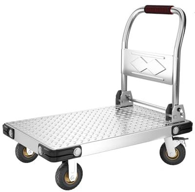 Carrello a pianale Carrello industriale in lamiera di acciaio Carrello a pianale da carico Carrello trasportatore for uso domestico Carrello espresso portatile pieghevole Carrello pieghevole(Grande)