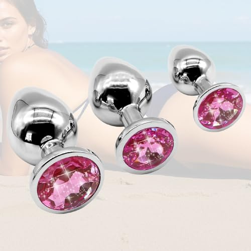 D56qJ- 3 PCS Pink Metal Material Relaxation Behind Exercise Anil Plug Kit | for Women Men Beginner, Various Sizes, Portable, Smooth