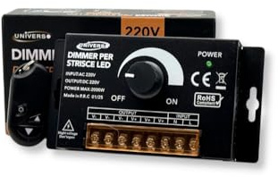 DIMMER INTERRUTTORE 3 USCITE CON MANOPOLA PER STRIP LED MONOCOLORE 220V POTENZA MASSIMA 2000W