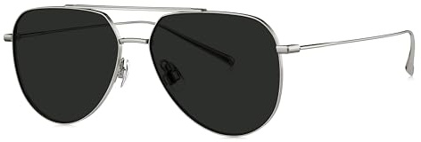 BOLON Unisex Premium Ultra Lightweight Full Titanium Classic Aviator Polarized Sunglasses BV1037 Riverside 57mm, Exclusive Eyewear Brand of EssilorLuxottica