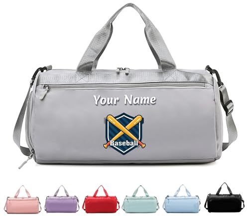 Individuell Bestickte Sporttasche mit Nass- und Trockenfach, Turnbeutel mit Personalisiertem Text, Wochenendtasche mit Schuhfach und Schulterriemen für Reisende und Sportbegeisterte