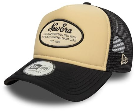 NEW ERA - Cap - Adjustable A-Frame Trucker Cap - Distressed Patch - Olive/White