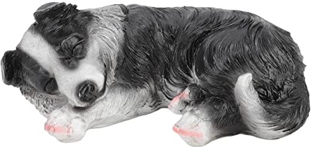 Srliya Border Collie -staty, Söt Valpskulptur, Syntetisk Harts Trädgårdshunddekoration för Utomhus, Vattentäta Ornament