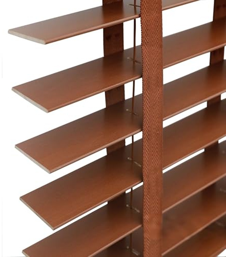 AJTXCSFOQL Holz Jalousie 50 mm Lamellen extra breit Fensterjalousie, Wand- und Deckenmontage, Sichtschutz Jalousien Fenster Innen 180 220 80 85 90 95 100 115 120 140 160 165 170(Braun)