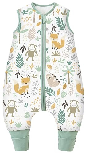 Chilsuessy Baby Schlafsack mit Füßen 3.5 Tog Kinder Winter Schlafsack Soft Baumwolle Baby Schlafsack mit Beinen für Jungen und Mädchen, 3.5 Tog/Wald, 80cm/Baby Höhe 85-95cm