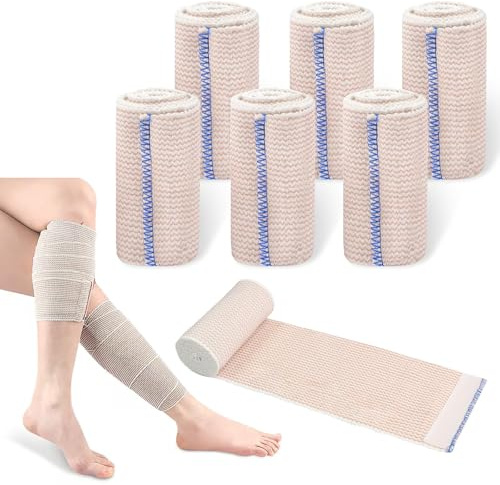 MOLIMOLI Premium Bandage Élastique 6 Rouleaux Bandage Compressif 10cm x4.5m Bandage Auto-Adhésif Bandage Réutilisable pour Bras, Jambes, Chevilles