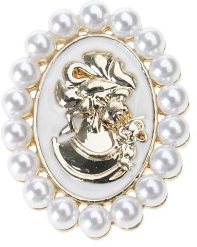 Viktorianische Kamee-Brosche mit Strasssteinen und Perlen, Akzent für Frauen, eleganter Vintage-Schmuck für Damen