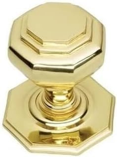 Ironmongery Solutions® Large Octagonal Centre Door Knob 75 mm – Polished Brass Front Door Pull Handle