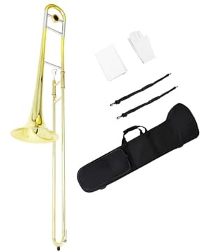 Gold Und Silber Alt Zugposaune Mit Handschuhen Set Mit B Tonart Verkupfertes Instrument Geeignet Für Anfänger Goldene Posaune(Gold silver)