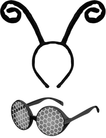 KBSICWO Schmetterling Fühler Haarreif und Sonnenbrillen, Lustiges Antennen-Stirnband und Brille, Insektenaugen Haarreifen Kostüm Zubehör für Halloween Karneval Party Cosplay