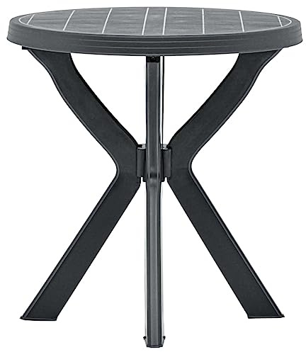 Mandloder Bistrotisch Anthrazit Ø70 cm, robuster Kunststoff Gartentisch, wetterfest für Balkon und Terrasse, Pflegeleichte Outdoor-Möbel