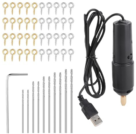 ZJchao Body Work Tools, Cordless Detail Sander 10pcs Electric Hand Drill Corded, Drill for Resin Jewelry Making Craft with a USB Charging Cable for Projects Like Necklaces, (Black #-2)