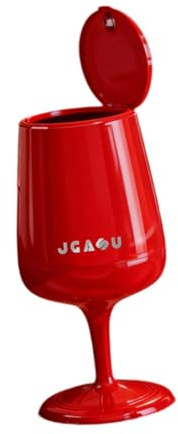 Ronyme Cubo basura con ruedas y tapa, contenedor basura creativo, papelera para sala estar, oficina, hogar, Rojo
