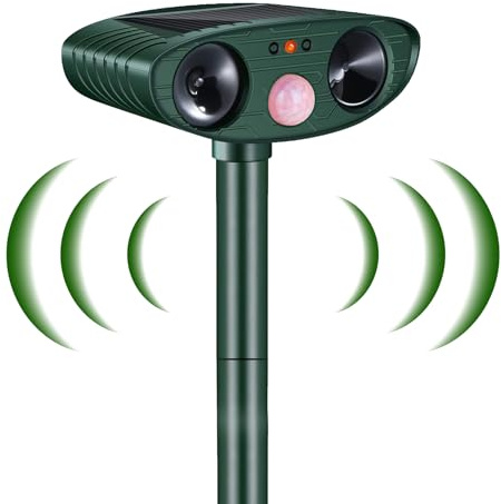 Répulsif Chat Ultrason, Repulsif Chat Solaire & Répulsif Ultrason Anti Rongeurs Étanche, Repulsif Chat Exterieur avec Détecteur de Mouvement pour Anti Chats Chiens Souris Animaux Sauvages