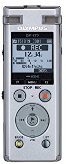 Olympus Audiorekorder DM-770 8GB silber, Aufnahmezeit 2020 Stunden, TRESMIC‑Mikrofonsystem, Nur 72g schwer, Blindbedienung