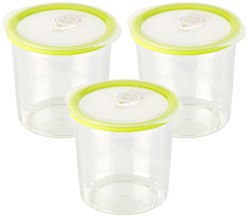 Rosenstein & Söhne Vakuum Behälter: Runde Vakuumierdose mit 1 Liter Volumen, 14,2 x 12,3 cm, 3er-Set (Vakuum Vorratsdosen, Vacuumbehälter, Mixer)