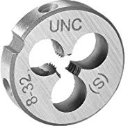 sourcing map Terraja, Terrajas de Roscar Métricas 8-32 UNC, Terraja Redonda 20mm Diámetro Exterior, Grosor: 5 mm, Troquel para Roscar a la Derecha, Aleación de Acero
