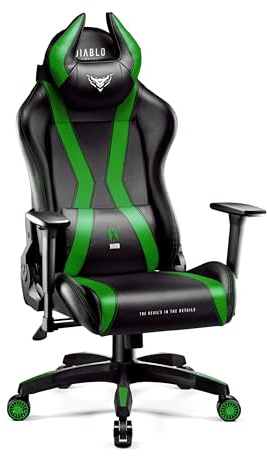 Diablo X-Horn 2.0 Gaming Stuhl ergonomisch 3D Armlehnen Kunstleder Normal L | Gaming Chair, Bürostuhl mit Nackenkissen, Lendenkissen, Wippfunktion, ergonomischer Rückenlehne, Größe Normal L