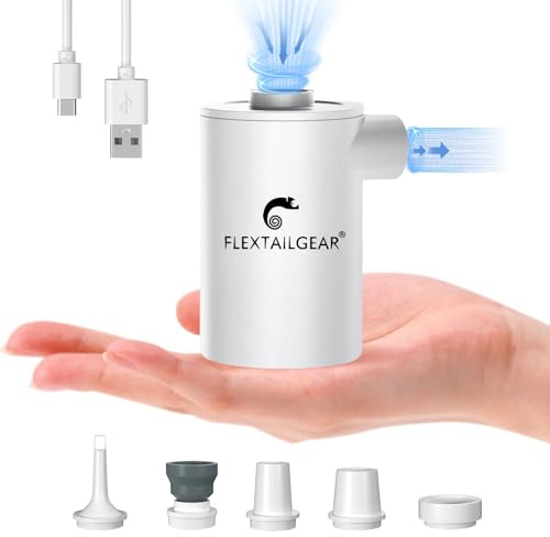 FLEXTAILGEAR MAX PUMP 2020 Bärbar luftpump med 3 600 mAh batteri, USB-laddningsbar luftpump, snabb uppblåsning för luftmadrass, pool-leksaker, flottar, simring, luftsäng, vakuumpåsar