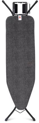 Brabantia - Ironing Board B - With Adjustable Iron Rest - Adjustable in Height - Non-Slip Rubber Feet - Cotton Cover with Foam Layer - Foldable - Denim Black - 124x38 cm