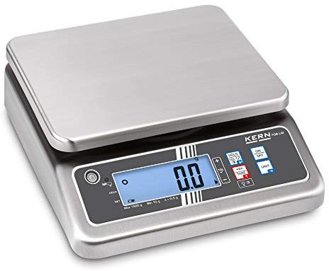 Kern FOB 6K-3LM - Balance de table compacte en inox, Portée [Max]: 6 kg, Lecture [d]: 2 g, Plateau de pesée: LxP 215x215 mm (Inox), Incl. HOMOLOGATION