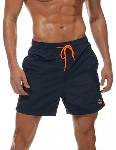 ZOXOZ Costume Uomo Mare Pantaloncini Costumi da Bagno Uomo Corto Surf Short Pantaloncino Uomo Piscina Impermeabile Pantaloncini Asciugatura Rapida Blu Scuro L